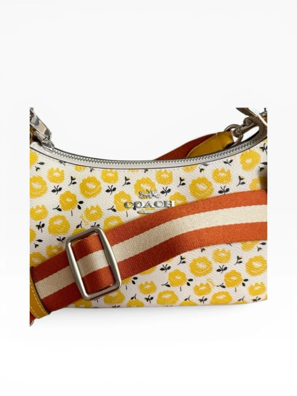 ✨ Coach Teri Shoulder Bag Floral Print Silver Chalk Buttercup NWT ✨ - Picture 6 of 16